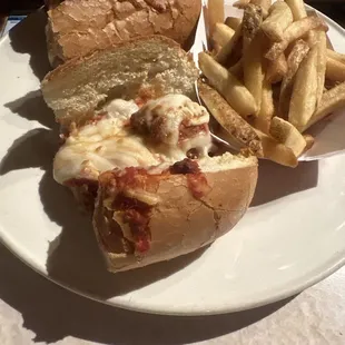 Meatball sub and fries