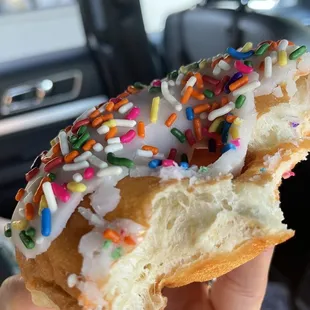 Vanilla frosted with sprinkles! Dough was so soft and icing just perfectly thick and crackly