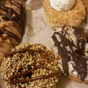 Reeses long john, coconut cream, snickers and almond joy