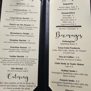 Drink menu