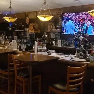 a bar with a large screen