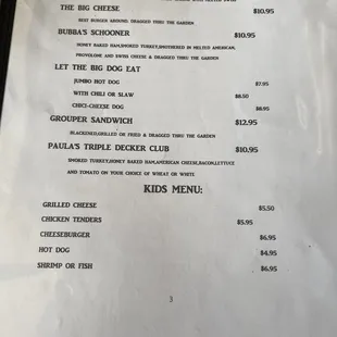 Dinner Menu