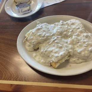 Biscuits and gravy w/ English Muffin
