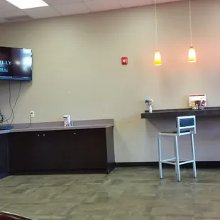 a view of a bar and a television