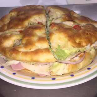 Focaccia bread with cold cuts