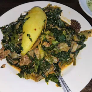 Italian Fried Greens w/ Italian Sausage.  Very spicy!