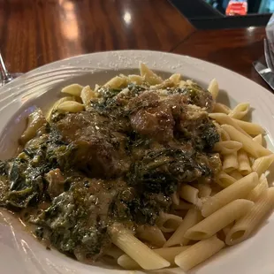 Chicken and Greens over Penne