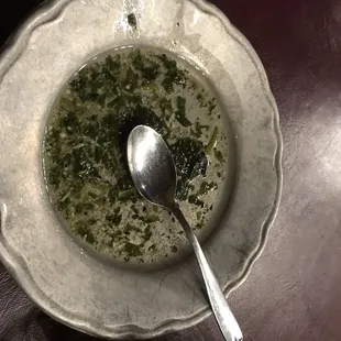 The garlic and oil dip for the bread