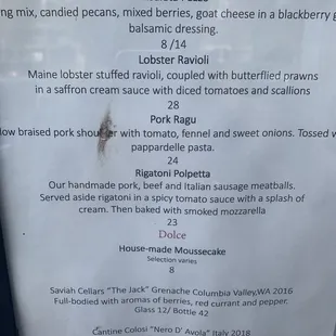 menu