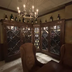 The wine cellar! Wine recommendations came with the meal. For Valentine's Day, 2023.