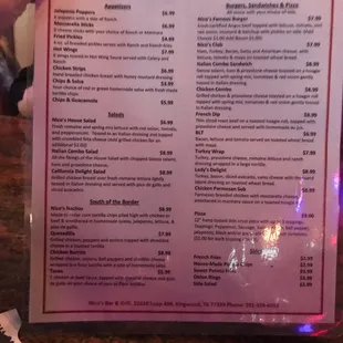 menu