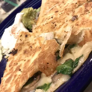 Spinach and mushroom quesadilla was delicious!
