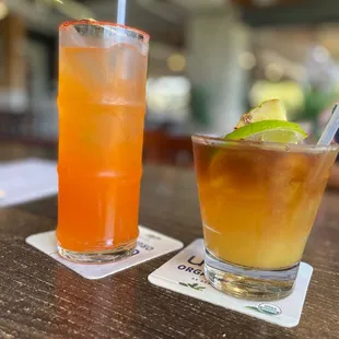 two drinks on a table