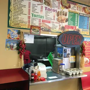 menus and prices on the wall