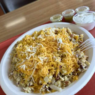 with extra  &amp; , salsa verde and a side of sour creme in-burrito style