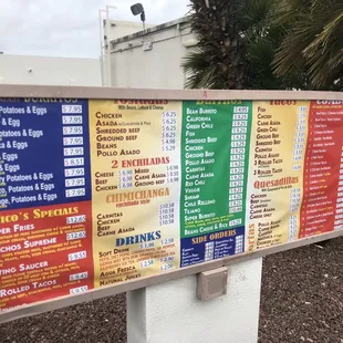 Drive through menu