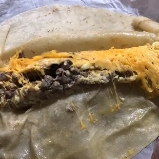 Steak Eggs and Cheese Burrito