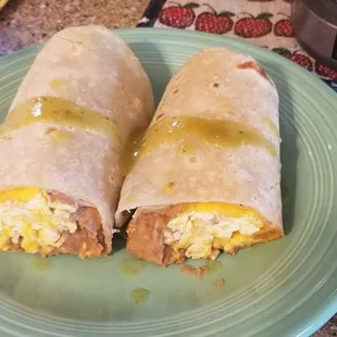 Egg bean and cheese burrito