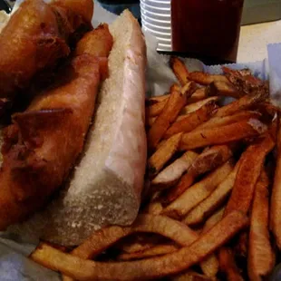 Nico's should-be-famous Friday fish sandwich with fries!