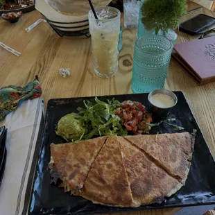 Quesadilla and drink
