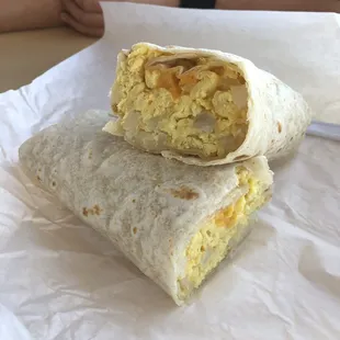 Potato, egg, and cheese breakfast burrito