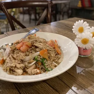 a plate of food on a table