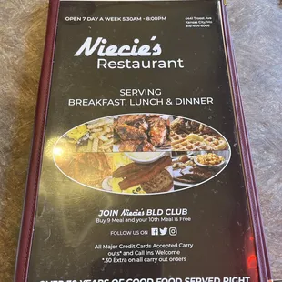 Menu cover