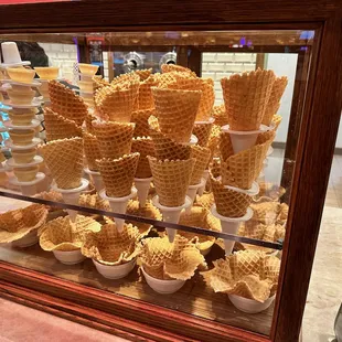 Waffle cones and bowls for the frozen custard.