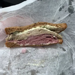 Corn Beef and Liver Paste on Pumpernickel