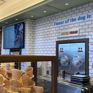 A view behind the counter. They always feature a flavor of the day.