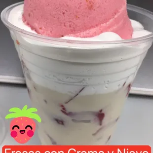Fresas con Crema with Nieve De Garrafa De Fresa yummers!!!