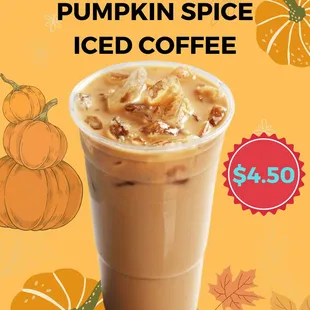 Seasonal Pumpkin Spice Iced Coffee for Autumn
