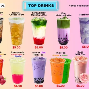 Top Crafted Drinks Menu