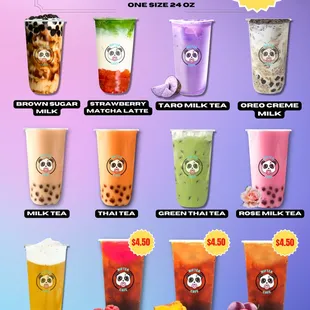 Popular and visual selection of boba teas!