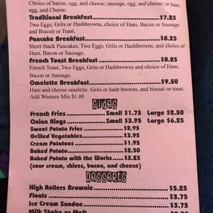 breakfast menu