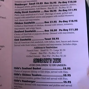 a menu for a nifty fifties
