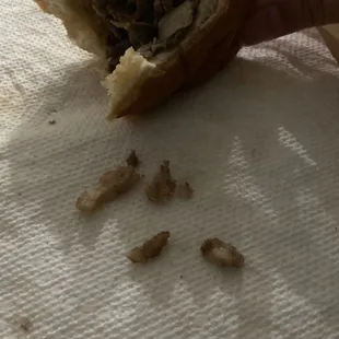 Pieces of bones in my Mushroom Swiss Cheesesteak