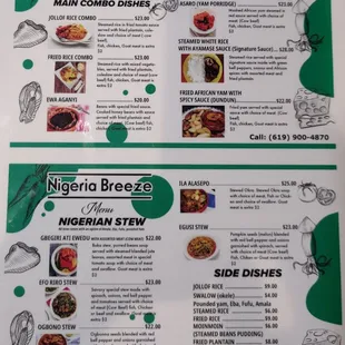 One side of the menu