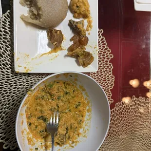 Egusi soup with bad leftover goat meat