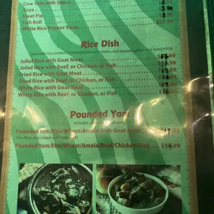 menu