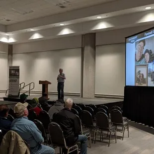 Conference room rear projection at National Farm Machinery Show -2020. This is Greg Peterson aka Machinery Pete.