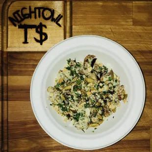 Roasted Cauliflower with Tahini sauce, cotija, &amp; pepitas