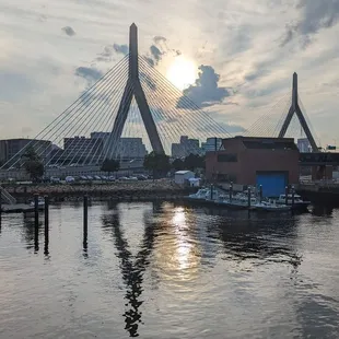 View from Night Shift Brewing at Lovely Wharf- looking at the Lenny Zakim (look him up) Bridge
