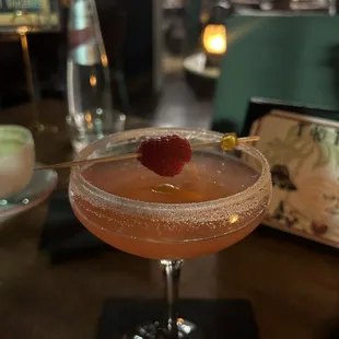 Raspberry lemon drop with a sugar rim I requested