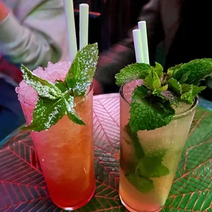 Left to right: savannah Sun tea, missionary's undoing (boozy)