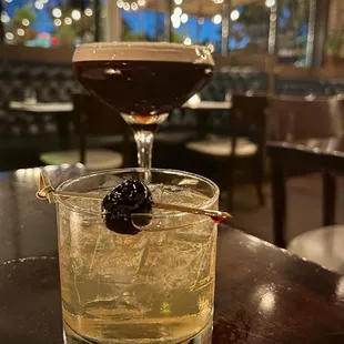 Espresso Martini and Lost for Words Mezcal cocktail