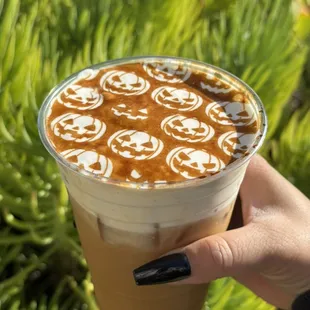 Honey Oat Latte with Vanilla cold foam! Delicious