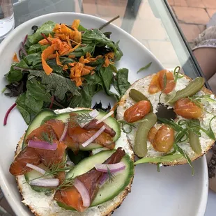 Barrio Gravelax bagel w/ side salad