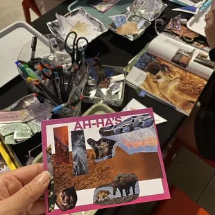 Arts &amp; crafts outside the planetarium -- they had postcard paper and various nature-themed magazines and stickers to make collages with