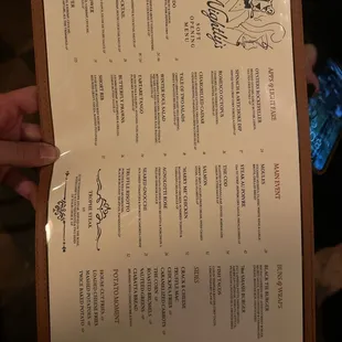 Dinner menu